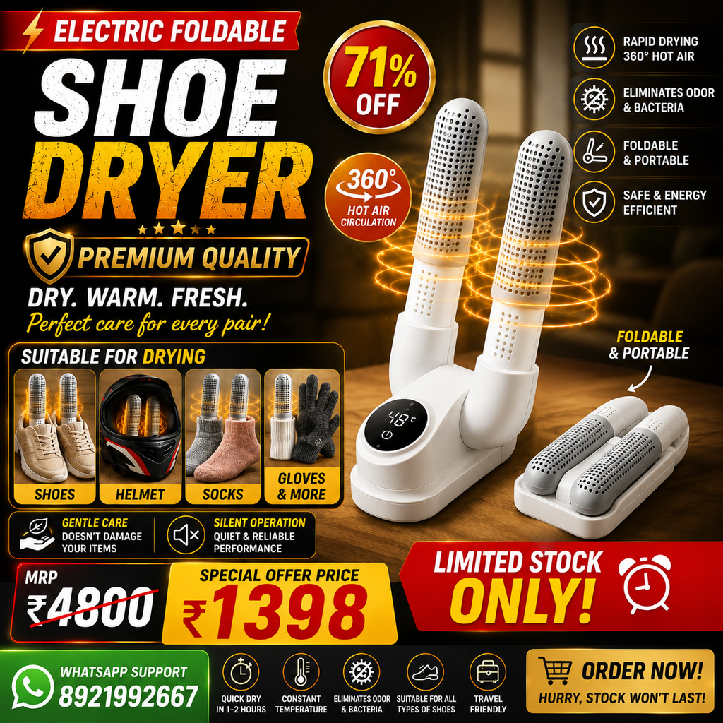 Premium Smart Electric Shoe Dryer with UV Sterilization & Adjustable Timer | Fast Drying Shoe Deodorizer